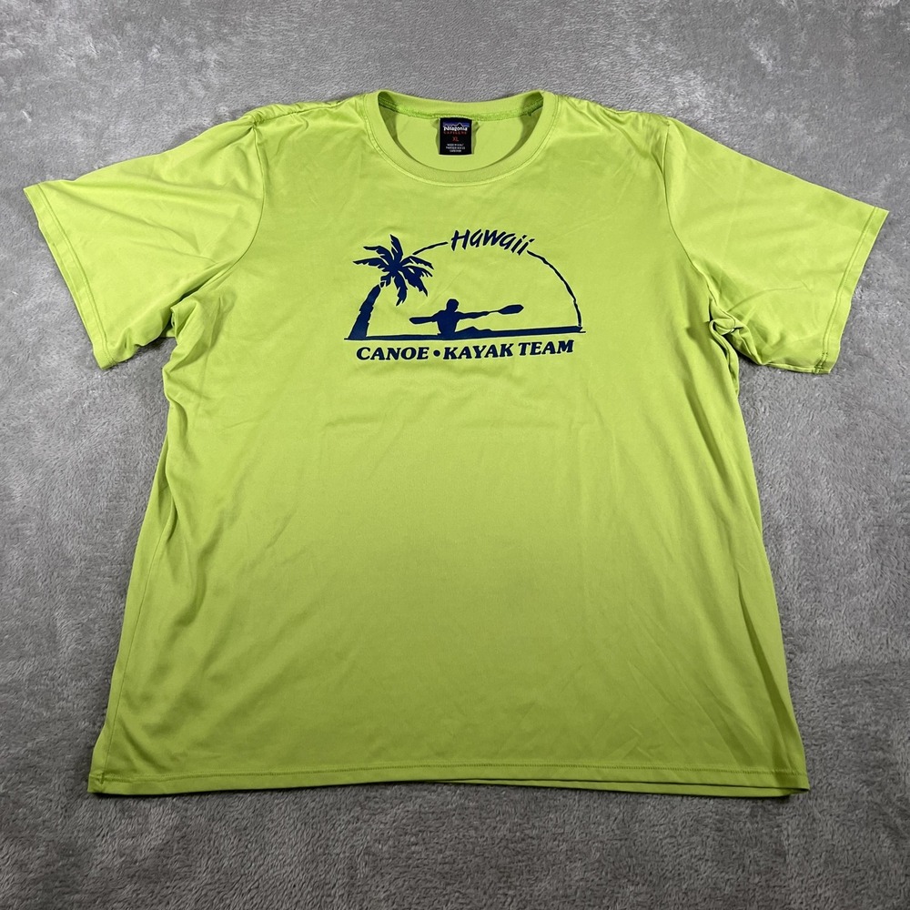 Vintage Patagonia Shirt Mens XL Green Capilene Hawaii Canoe Kayak Team USA